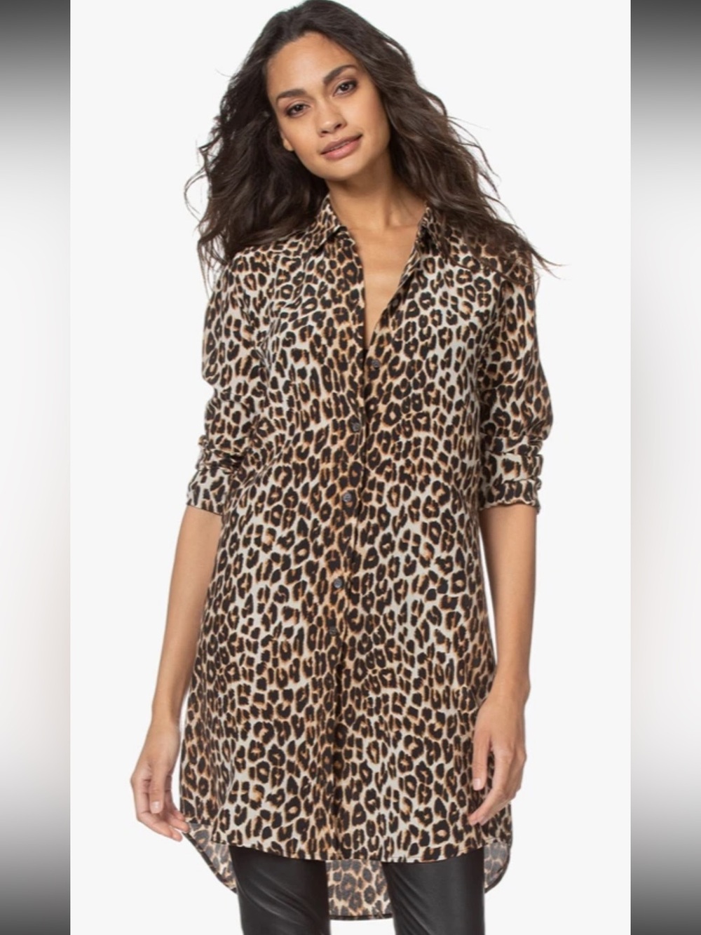 $350 EQUIPMENT ESSENTIAL 100% SILK SHIRT DRESS • LEOPARD ANIMAL PRINT SZ M